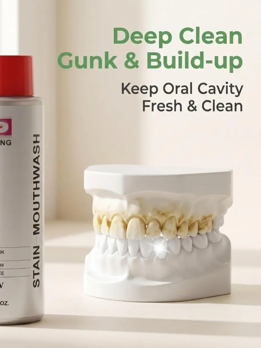 Stain-Removing Mouthwash, Deep Cleans Gunk & Refreshes Breath Whitening Formula